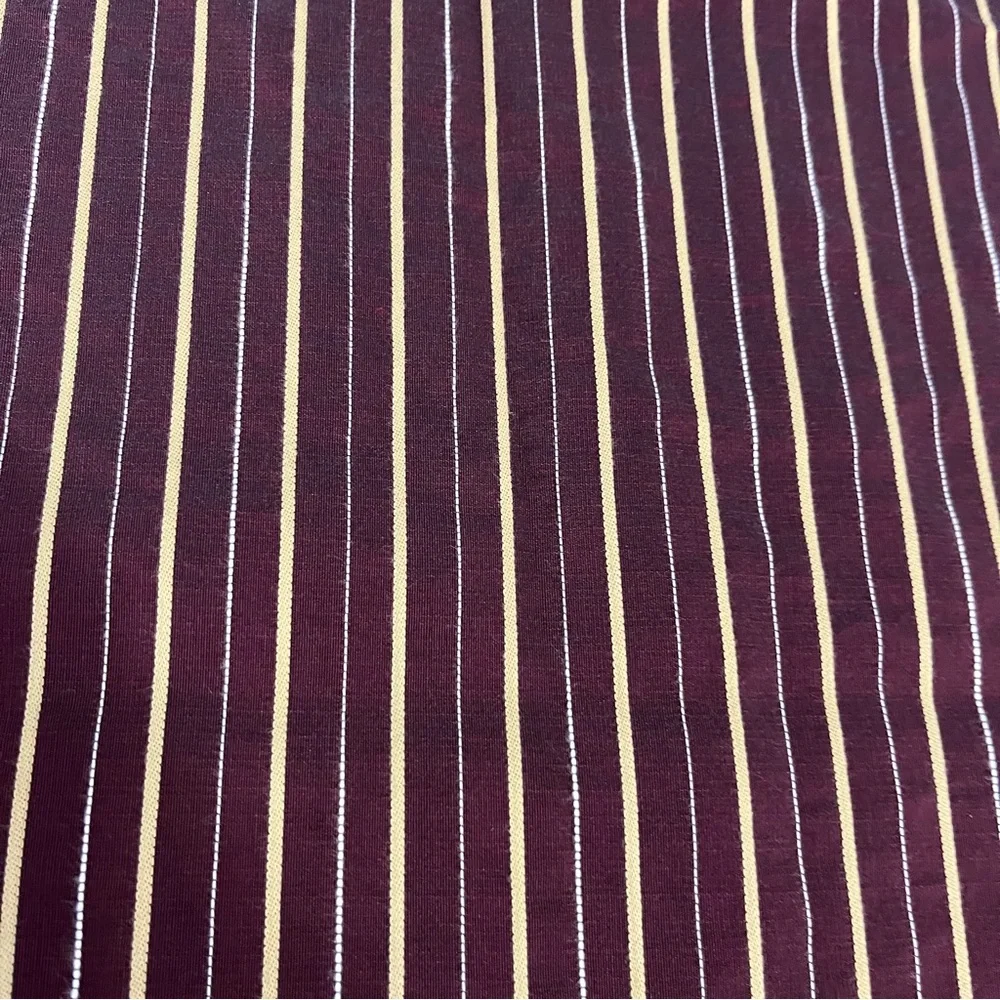 Maroon Burgandy Gold Striped Curtain Panel with Grommets 3‎ panels